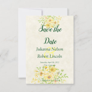 Invitación de guardar la fecha floral de acuarela 