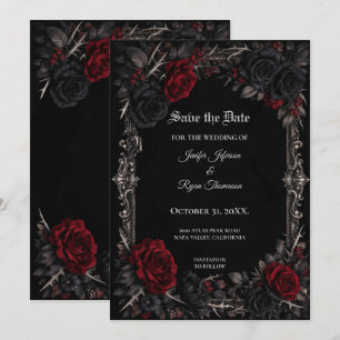 Invitación de guardar la fecha Floral Gótico Hallo
