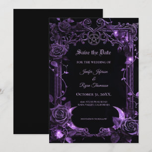 Invitación de guardar la fecha Floral Gótico Hallo