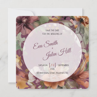 Invitación de Guardar la Fecha Floral Otoñal Malhu