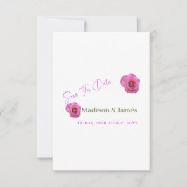 Invitación de guardar la fecha floral rosa