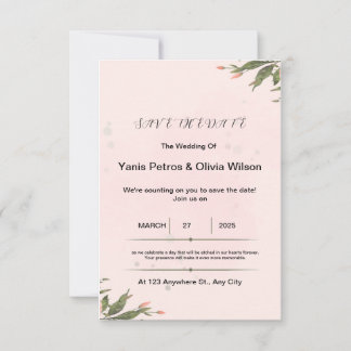 Invitación de guardar la fecha floral rosa y beige