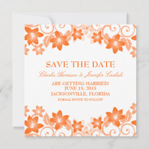 Invitación de guardar la fecha floral simple naran