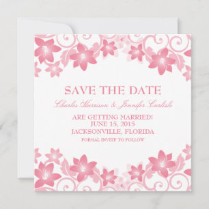 Invitación de guardar la fecha floral simple rosa