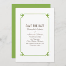 Invitación de guardar la fecha Greenery Deco Chic