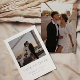 Invitación de guardar la fecha minimal azul polvor