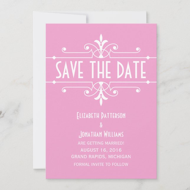 Invitación de Guardar la Fecha Ornamental de Lujo  (Anverso)