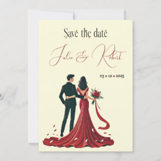 Invitación de guardar la fecha para pareja soñador