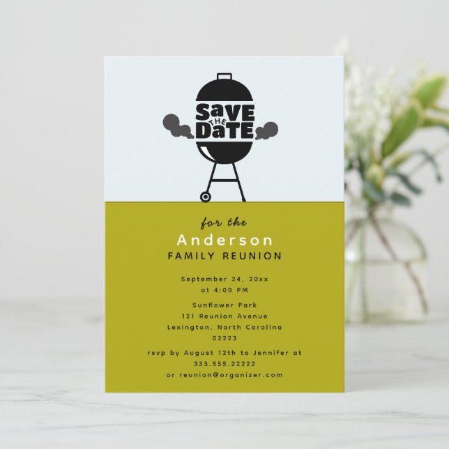 Invitación de guardar la fecha para una fiesta con (Anverso de pie)