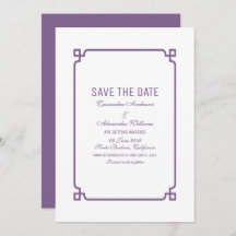 Invitación de guardar la fecha Purple Deco Chic