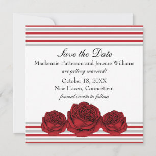 Invitación de Guardar la Fecha Rosas y Franjas, Ro
