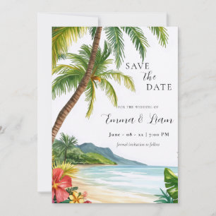 Invitación de guardar la fecha tropical hawaiana