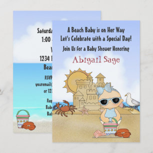 Invitación de Guay Beach Baby Shower para Chicas