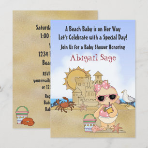 Invitación de Guay Beach Baby Shower para Chicas