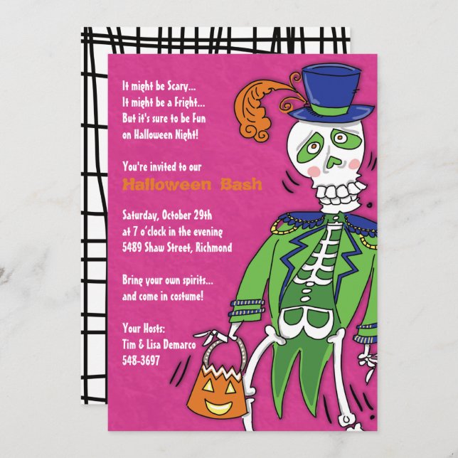 Invitación de Guay Skeleton para la fiesta de Hall (Anverso / Reverso)