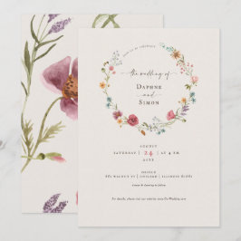 Invitación de guión de acuarela de flores silvestr
