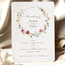 Invitación de guión de acuarela de flores silvestr