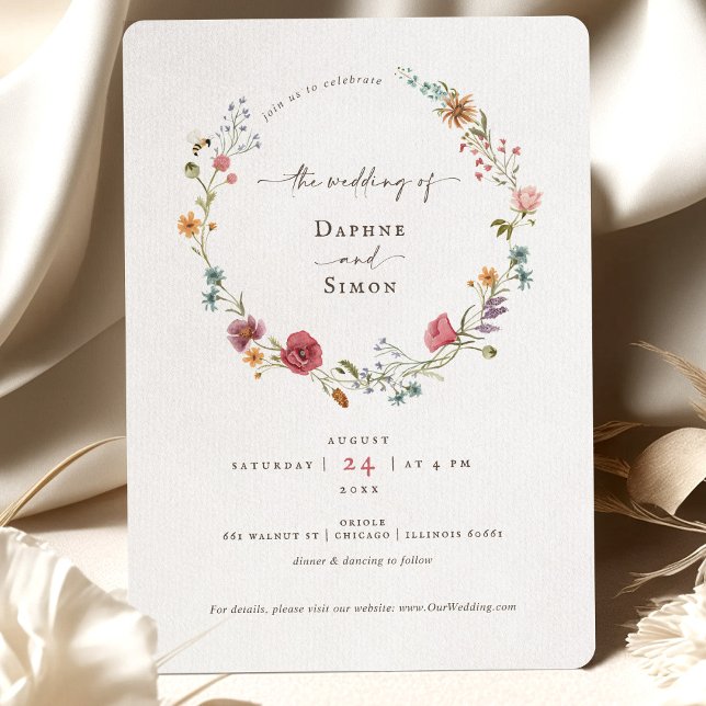 Invitación de guión de acuarela de flores silvestr (Subido por el creador)