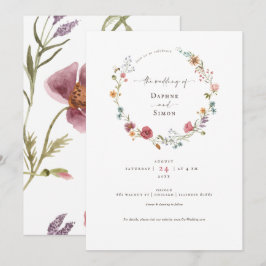 Invitación de guión de acuarela de flores silvestr