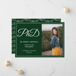 Invitación de guión de foto verde con grado de doc