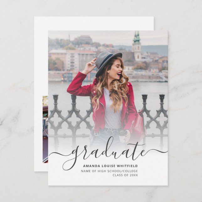 invitación de guión de graduación de 2 fotos 2025 (Anverso / Reverso)