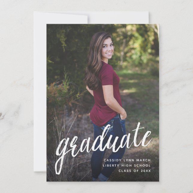 Invitación de guión de pincel graduado / blanco (Anverso)