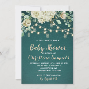 Invitación de guirnalda de luces para baby shower