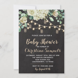 Invitación de guirnalda de luces para baby shower