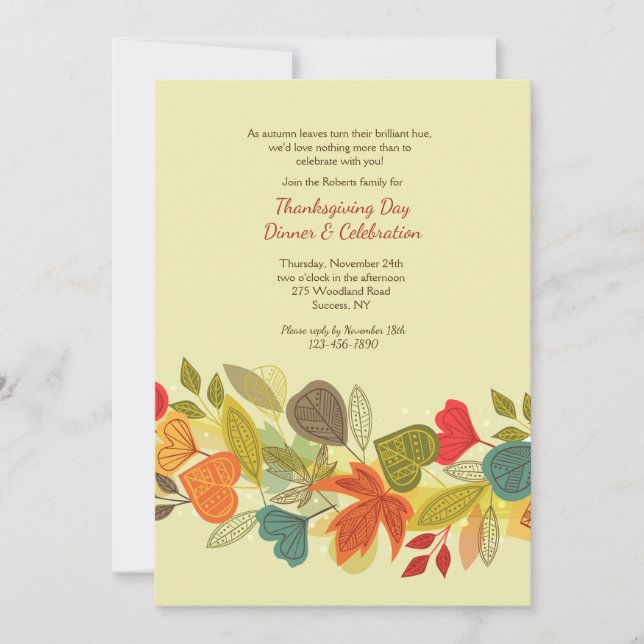 Invitación de guirnalda de otoño (Anverso)