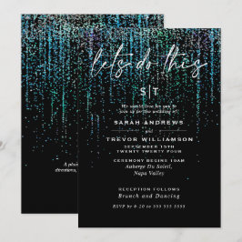Invitación de guirnalda de purpurina azul verdoso 