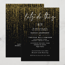 Invitación de guirnalda de purpurina dorada Chic E