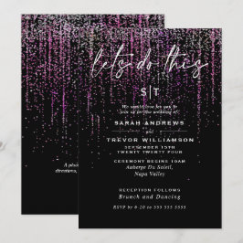 Invitación de guirnalda de purpurina magenta Chic 