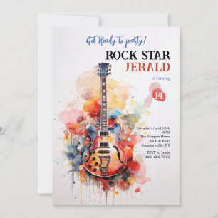 Invitación de guitarra eléctrica de estrella de ro