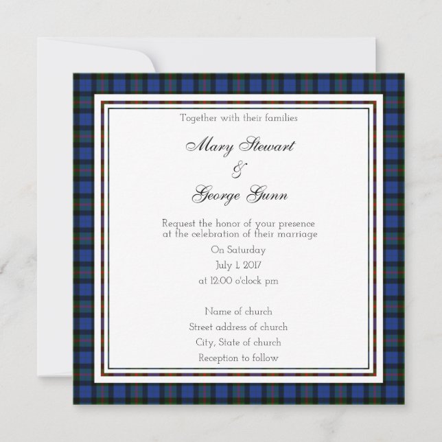 Invitación de Gunn Scottish Boda Square (Anverso)