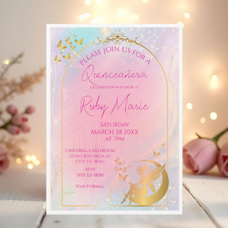 Invitación de Hada Dorada Caprichosa Pixie