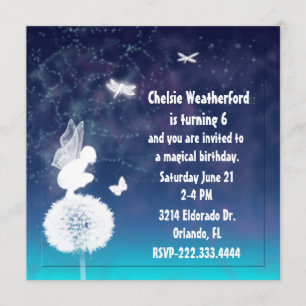 Invitación de hadas mágica de la fiesta del