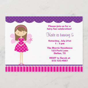 Invitación de hadas rosadas y moradas calientes