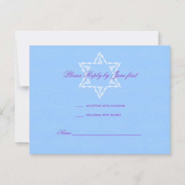 Invitación de Hailey Bat Mitzvah con Damask RSVP (Anverso)