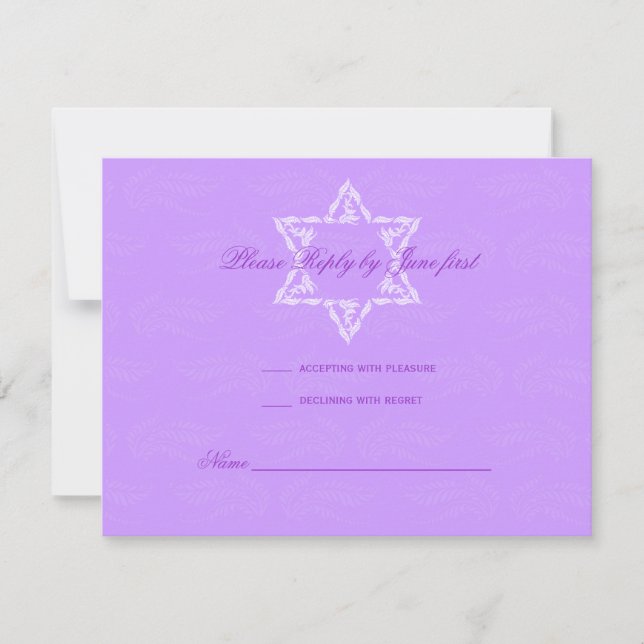 Invitación de Hailey Bat Mitzvah con Damask RSVP (Anverso)