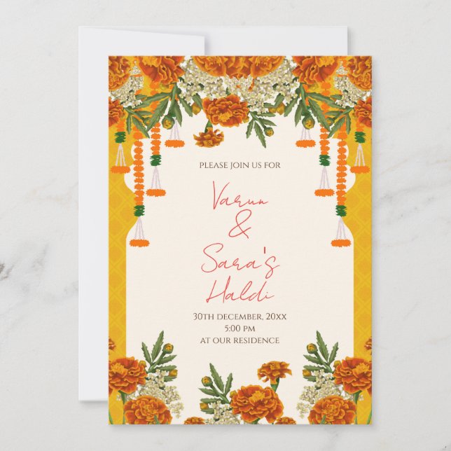 Invitación de Haldi de boda Invitaciones digitales (Anverso)
