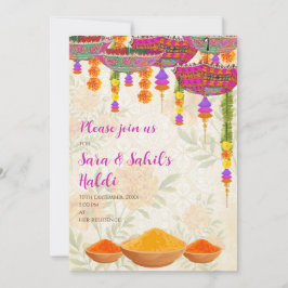 invitación de Haldi de boda y invitaciones de Hald