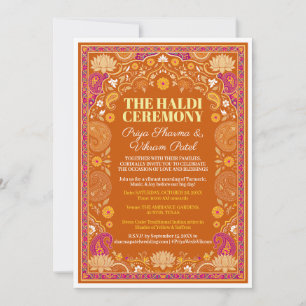Invitación de Haldi Rasam Naranja Rosa Marigold