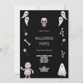 INVITACIÓN DE HALLOWEB GRIS MARRONES Y NEGRO