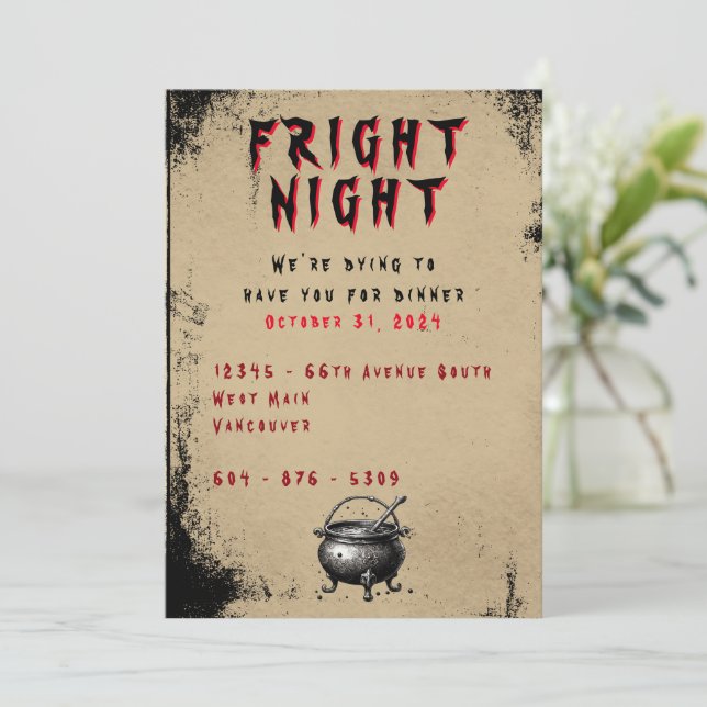 Invitación de Halloween (Anverso de pie)