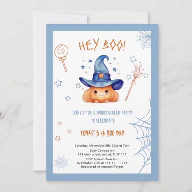 Invitación de Halloween 5º Birthday Boy (Anverso)