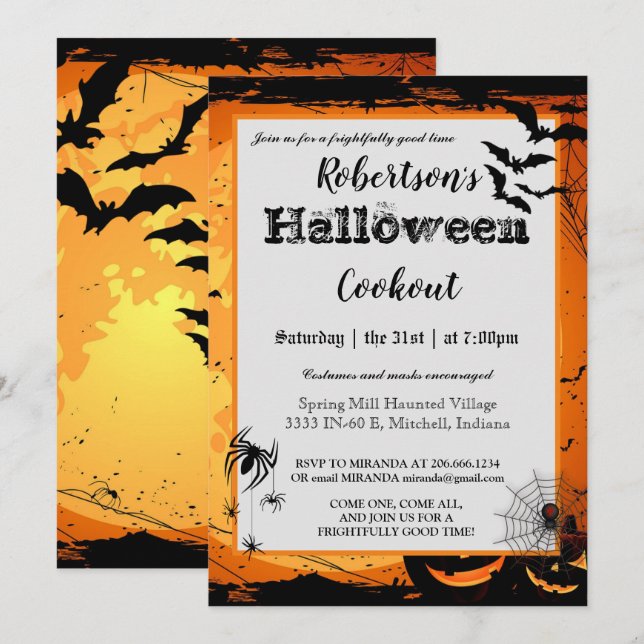 Invitación de Halloween a la fiesta de cocina (Anverso / Reverso)