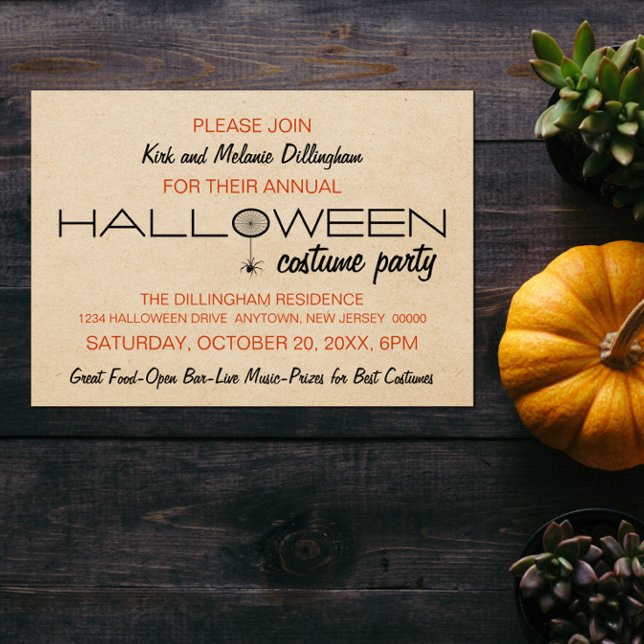 Invitación de Halloween a la tipografía de Spiderw (Spiderweb Typography Halloween Invitation)