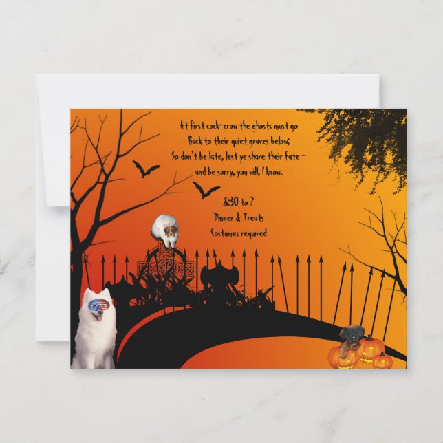 Invitación de Halloween al cementerio mascota Beck (Anverso)
