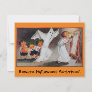 Invitación de Halloween antigua y linda sorpresa