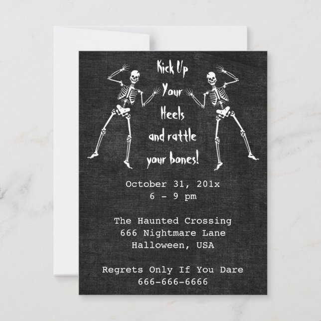 Invitación de Halloween Bone Boogie (Anverso)